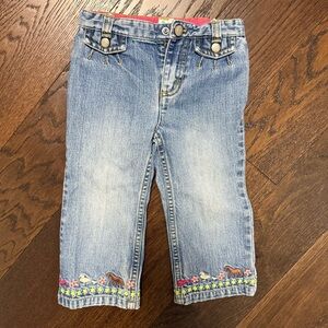 Vintage Gap Denim Toddler Girls Embroidered Horse Jeans 2 Years Farm Y2K Animals